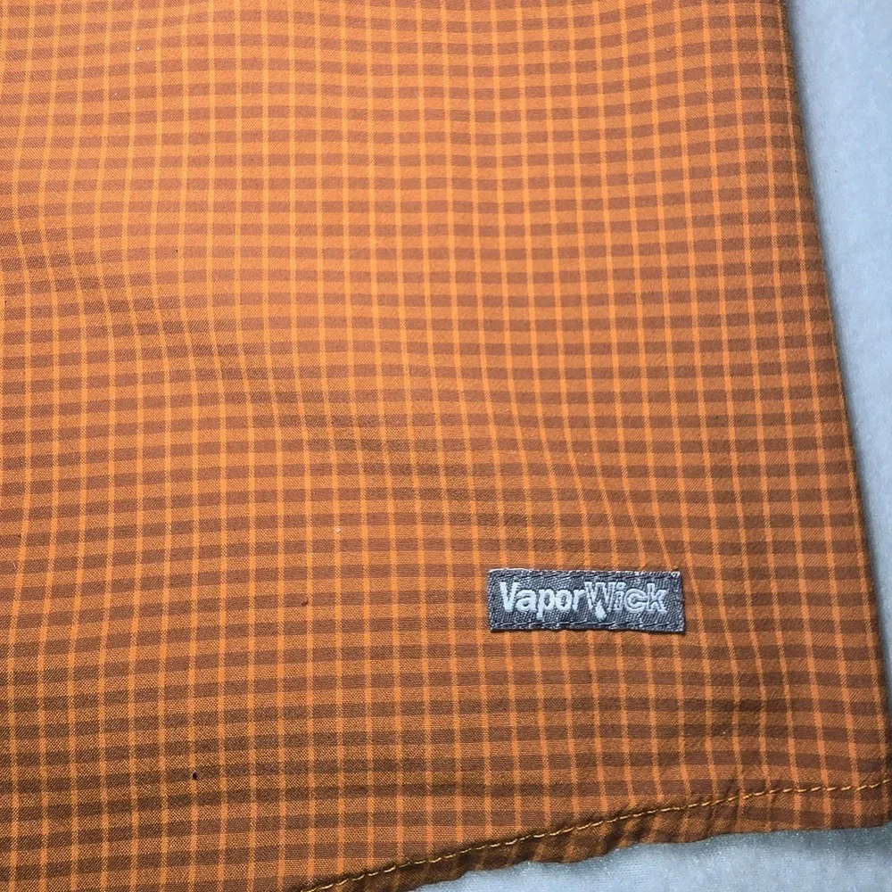 The North Face Hiking Camp Shirt Men's L Orange Plaid Button Up‎ Outdoor EUC